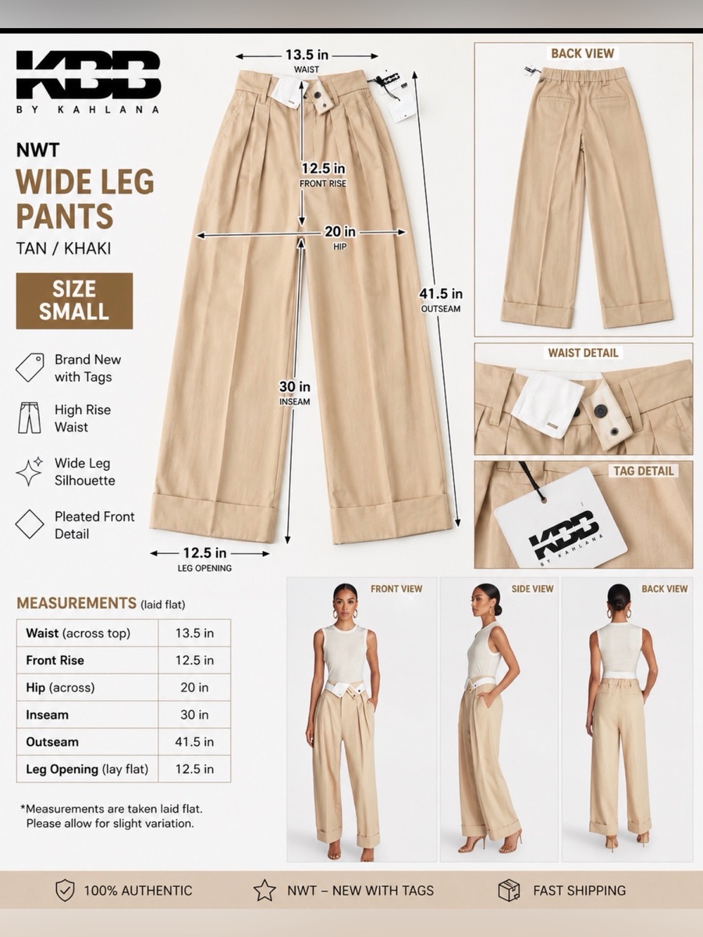 KBB by Kahlana Wide Leg Pants – NWT – Size Small